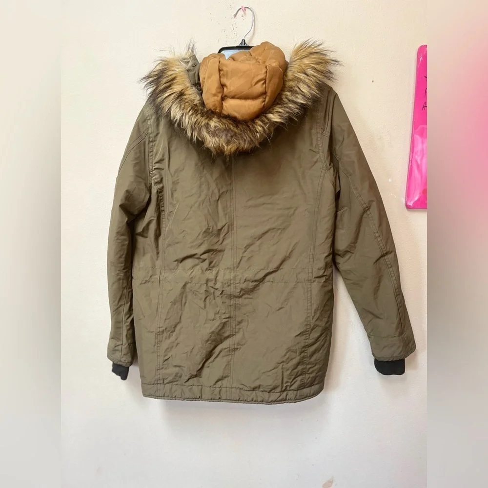 Aeropostale XS Olive Parka Gorpcore Granola Faux Fur Utility Jacket